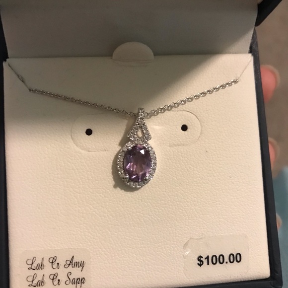 sterling silver lavendar pendant necklace - Picture 2 of 3